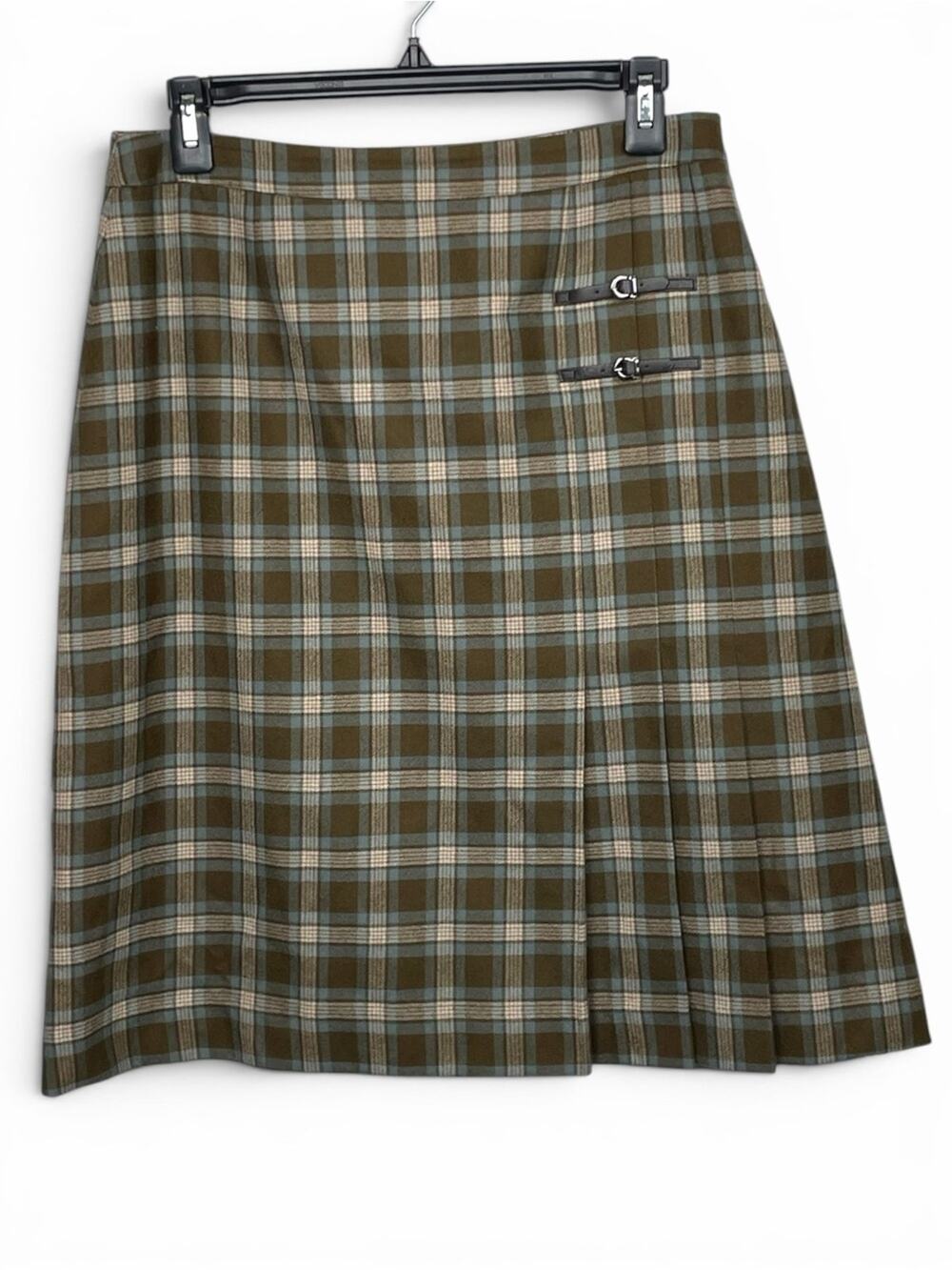 Vintage style Crocodile Ladies Korean Plaid Pleated Skirt 8-10